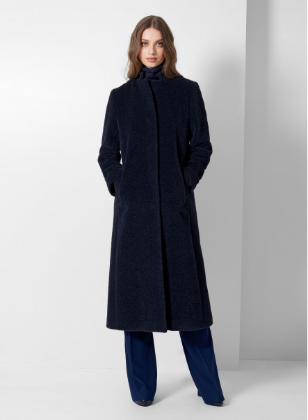 Wool and alpaca long coat with inverted notch collar | Cinzia Rocca