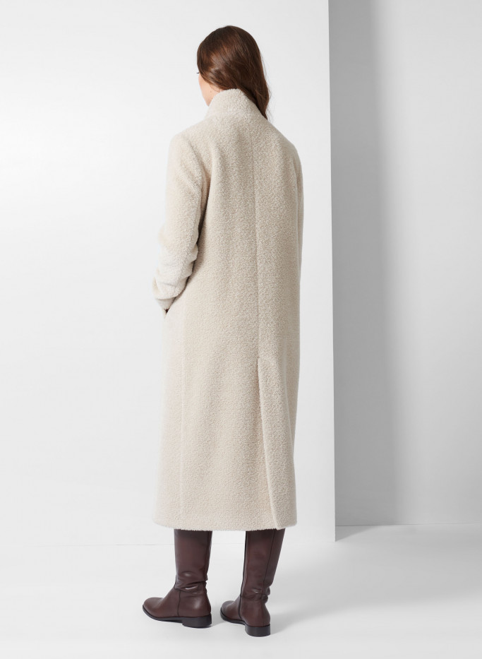 Wool and alpaca long coat with inverted notch collar | Cinzia Rocca