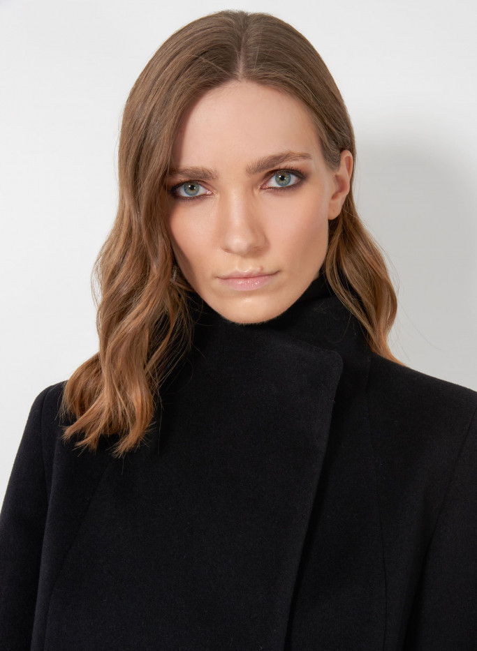 Wool and cashmere coat with asymmetric closure | Cinzia Rocca