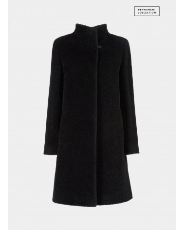 Wool and alpaca coat with high stand collar