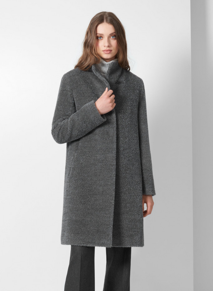 Wool and alpaca coat with high stand collar | Cinzia Rocca