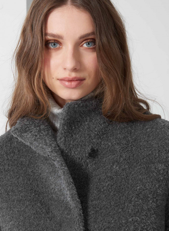Wool and alpaca coat with high stand collar | Cinzia Rocca
