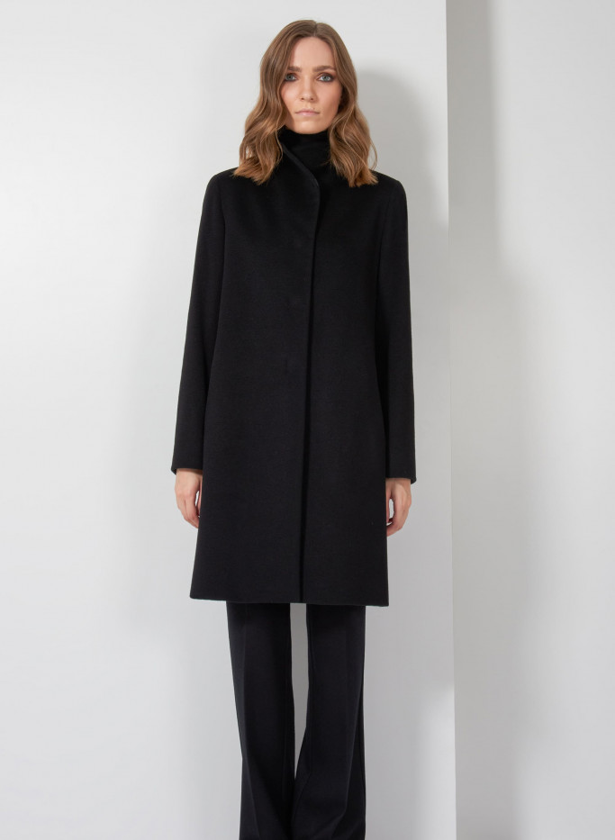 Cashmere coat with high stand collar | Cinzia Rocca