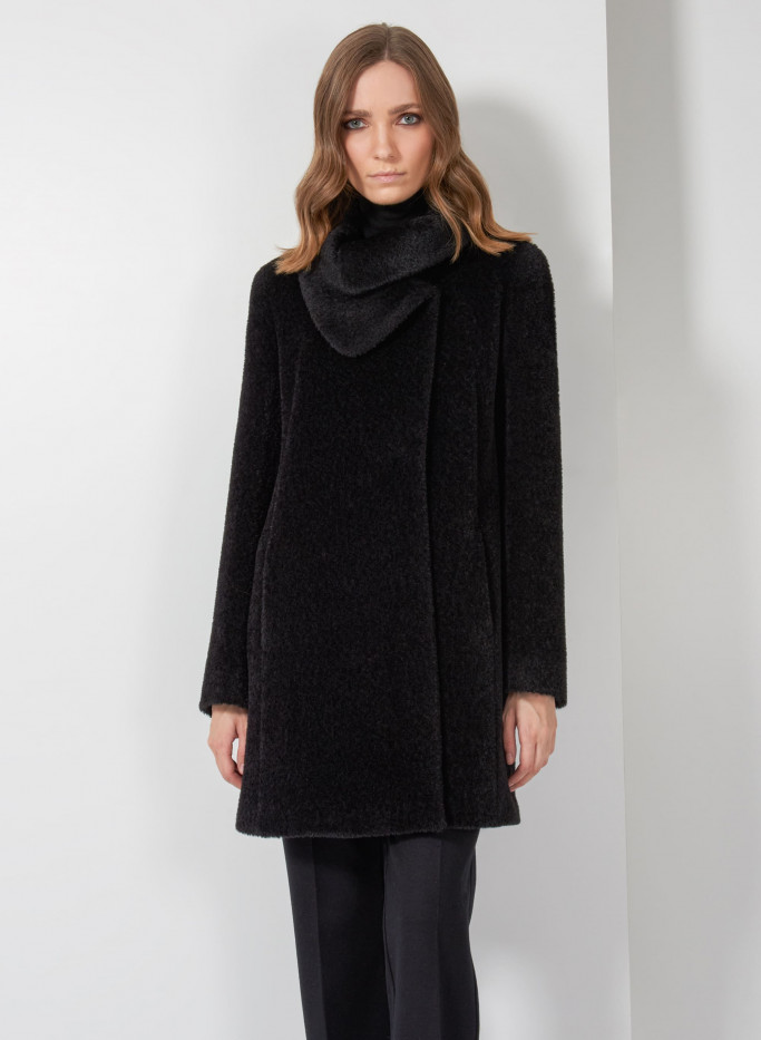 Wool and alpaca coat with crossover collar - Cinzia Rocca