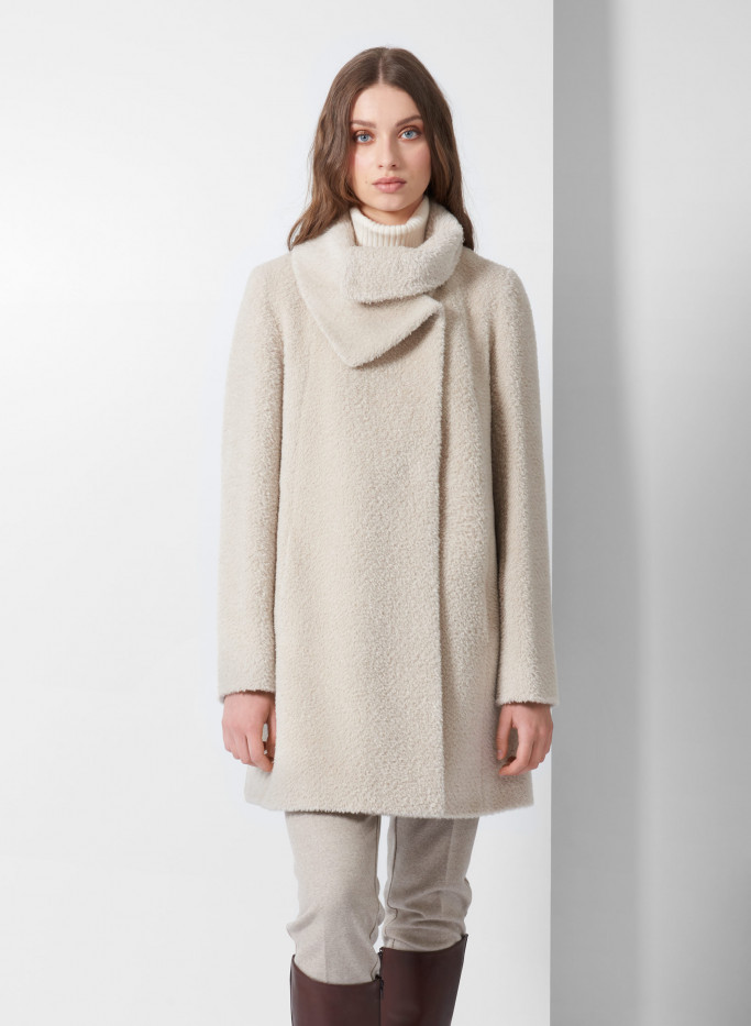 Wool and alpaca coat with crossover collar - Cinzia Rocca