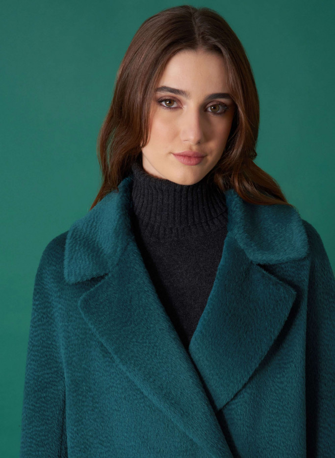 Long double breasted coat in alpaca and wool - Cinzia Rocca
