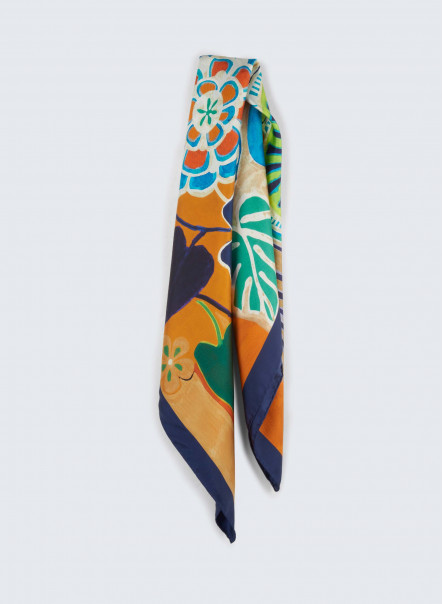 HERMES Cashmere/Silk Scarf 90x90 Scarf Orange/Blue – Brand Off