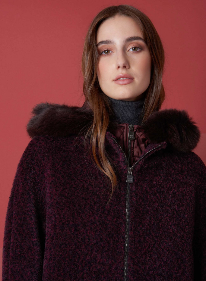 Wool and alpaca hooded parka with nylon details - Cinzia Rocca