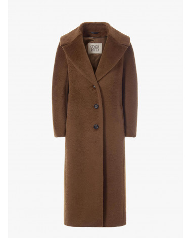 Long tobacco color coat in alpaca and wool | Cinzia Rocca