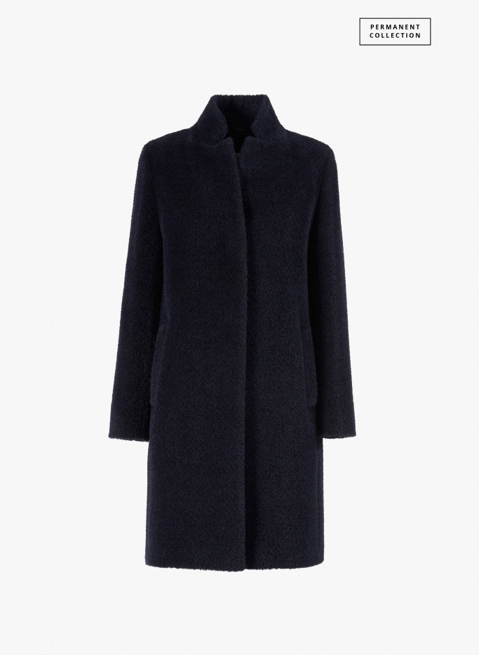 Blue wool and alpaca coat with inverted notch collar Cinzia Rocca