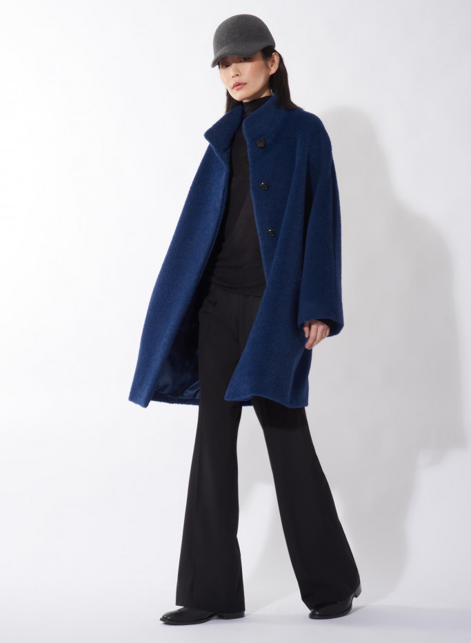 Cornflower blue wool and alpaca oversized coat | Cinzia Rocca