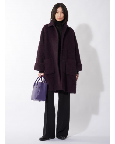 Purple Maxi Coat With Shirt Collar Cinzia Rocca