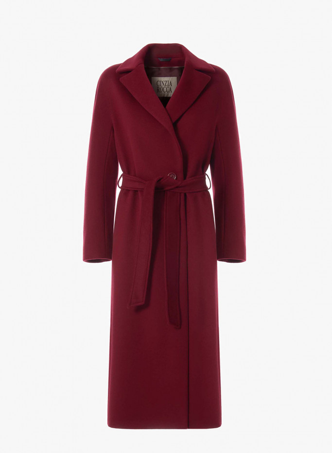 Red Belted Wrap Wool Winter Coat, Anastasia Fashions