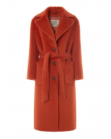 Long haired alpaca and wool belted coat