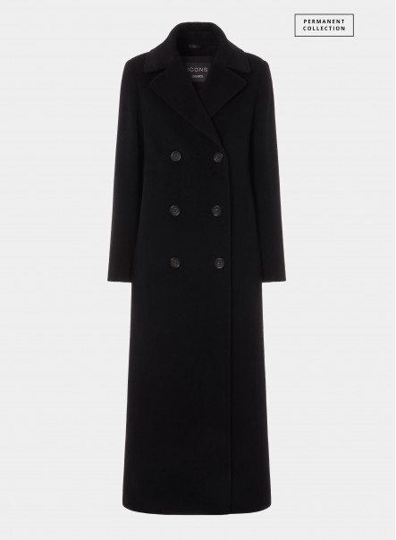 Long double breasted coat in wool and cashmere