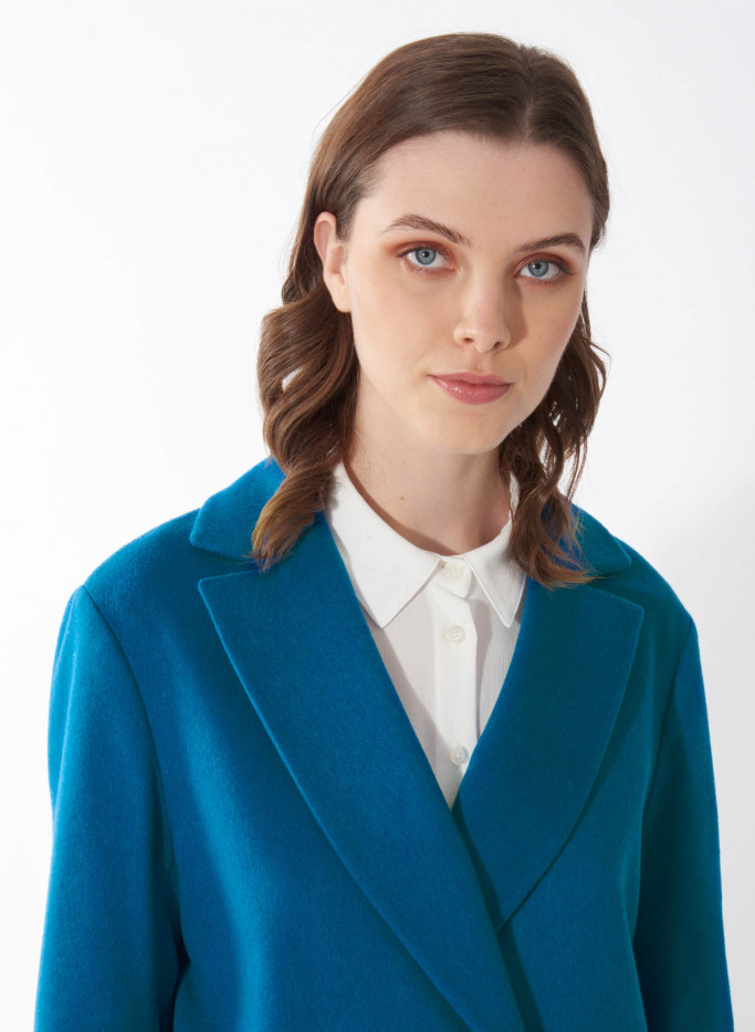 Double breasted cornflower blue blazer in cashmere and wool | Cinzia R