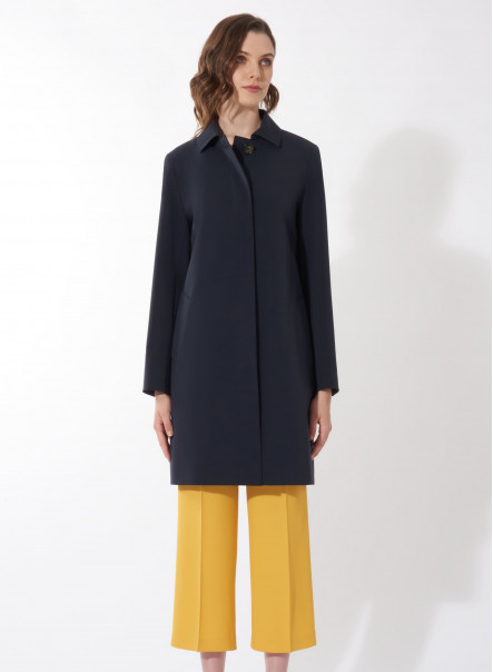 Satin tech blue overcoat with shirt collar - Cinzia Rocca