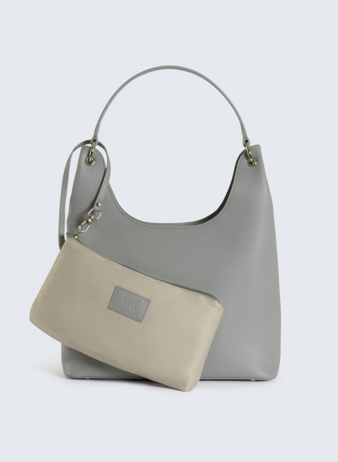 Leather lined grey shoulder bag | Cinzia Rocca