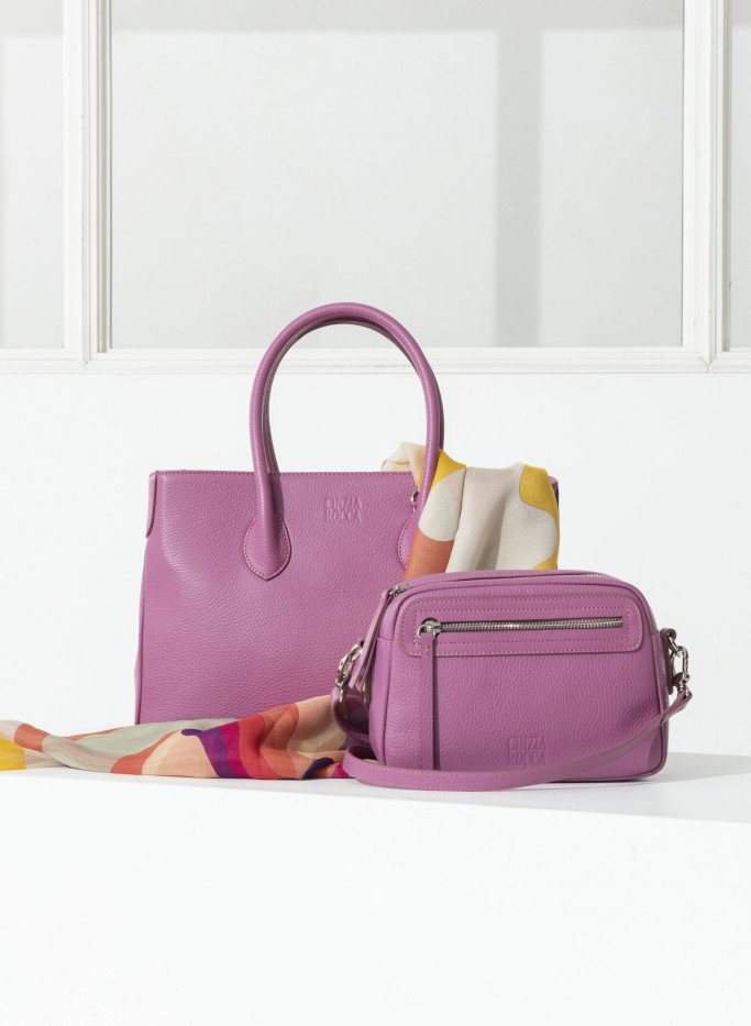 Fuchsia tote bag in genuine leather | Cinzia Rocca