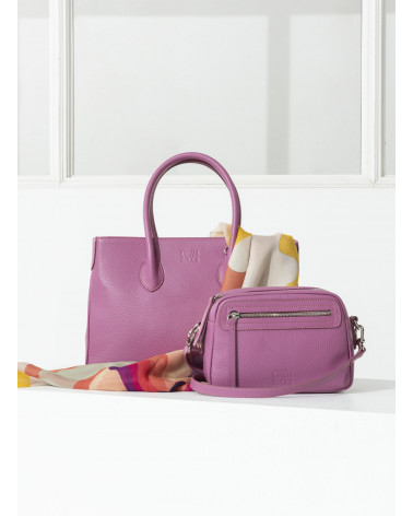 Purple crossbody phone bag in genuine leather | Cinzia Rocca