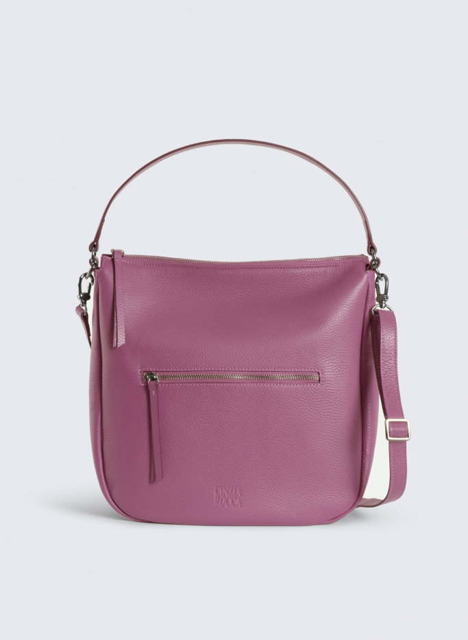 Leather Cross Body Bag Fuchsia Leather Shoulder Bag 