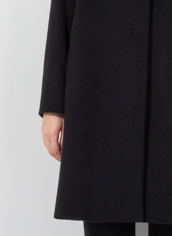 Black pure cashmere coat with high stand collar | Cinzia Rocca