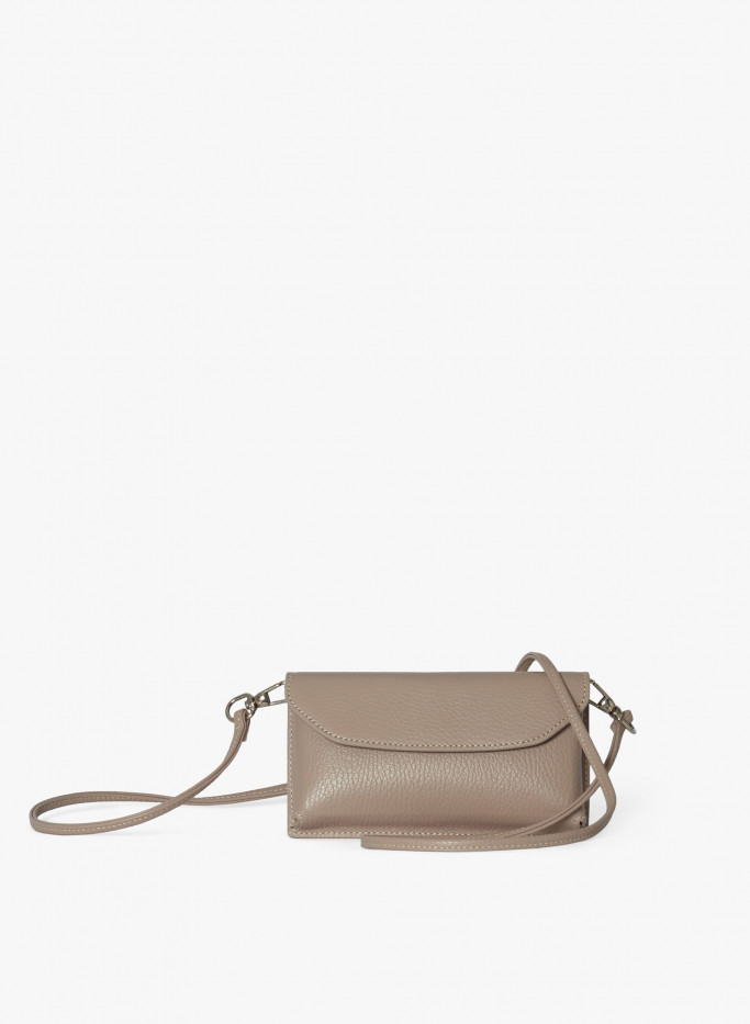 Taupe crossbody phone bag in genuine leather | Cinzia Rocca