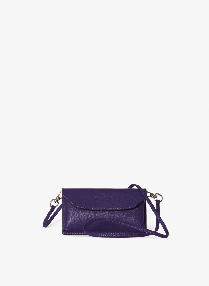 Purple crossbody phone bag in genuine leather | Cinzia Rocca