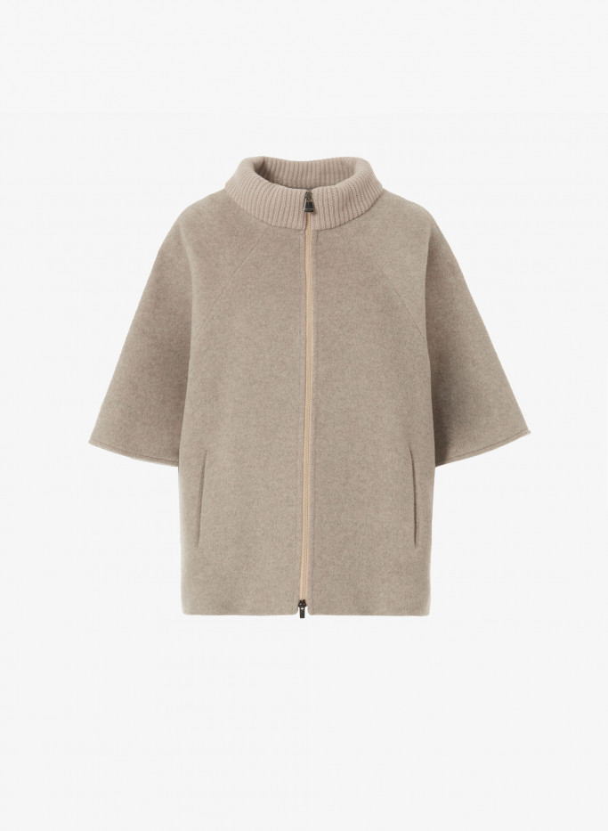 Cacha wool cape with knit collar | Cinzia Rocca