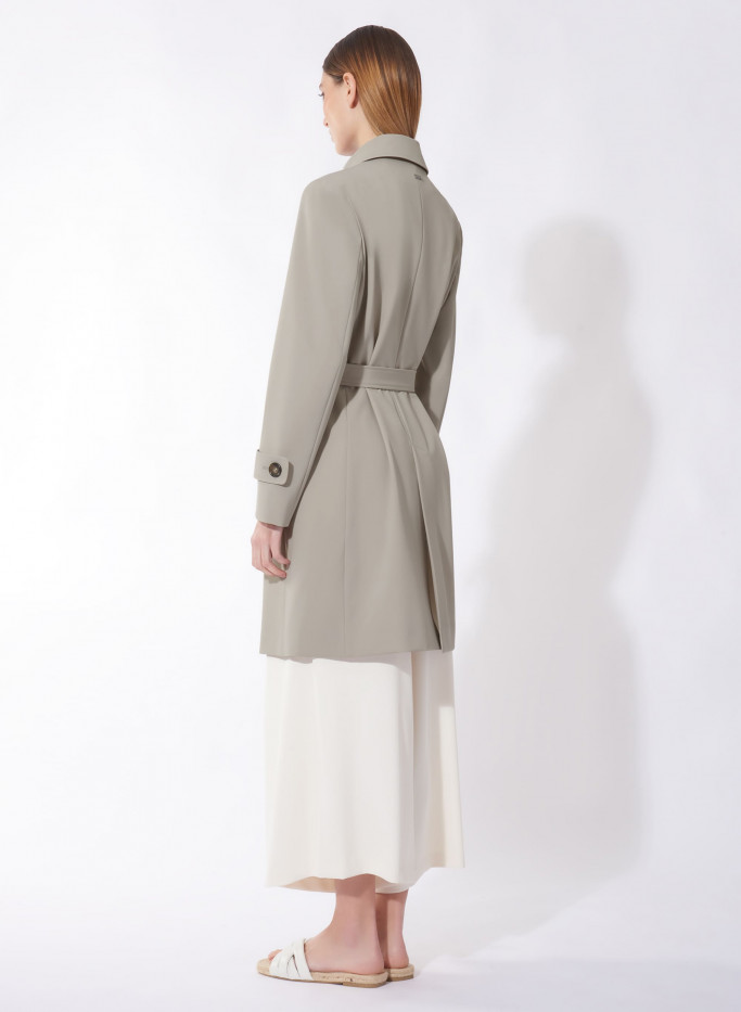 Satin tech double breasted grey trench coat | Cinzia Rocca